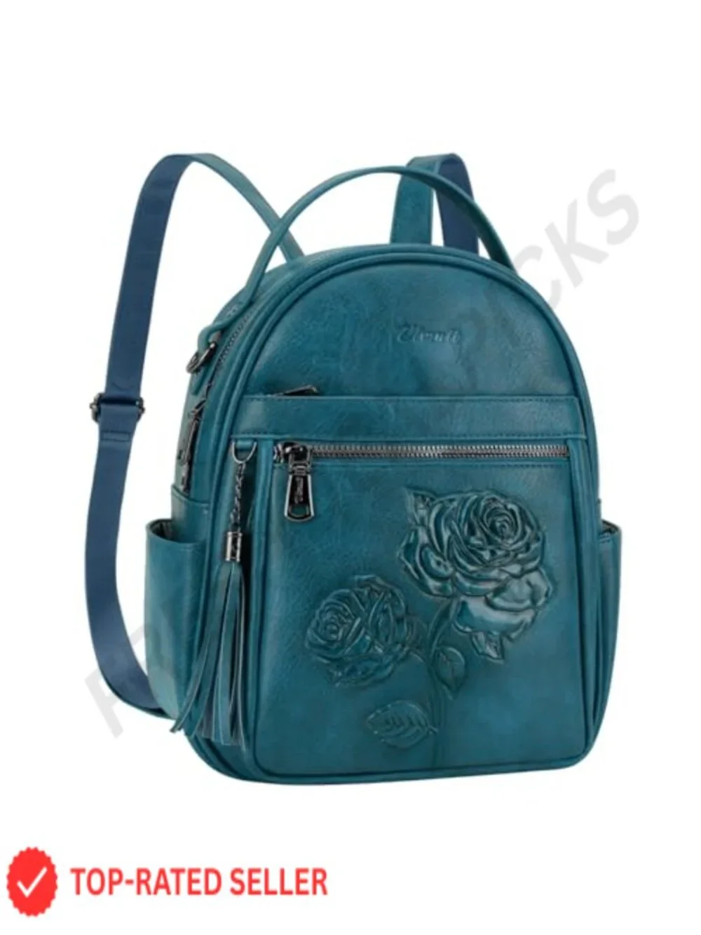 Vegan Leather Mini Backpack Purse for Women, Fashion Backpack with Flower